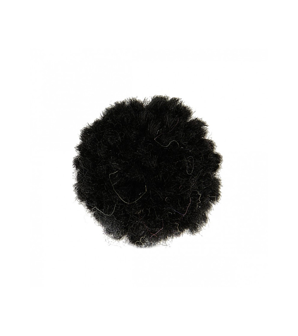 Lot de 12 pompons bouclés noir 25mm