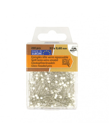 Glaskopfstifte 200 Stück weiß 6mm