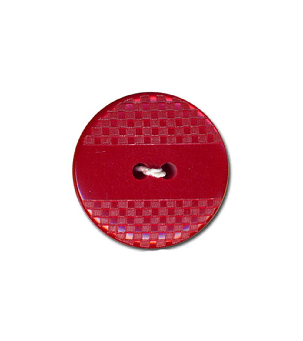 Bouton polyester effet quadrillé et lisse couleur Rouge Bouton polyester effet quadrillé et lisse couleur Rouge