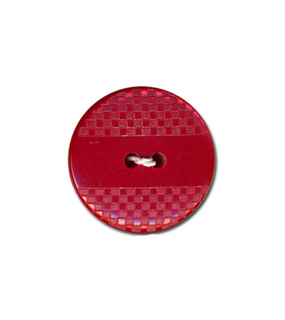 Bouton polyester effet quadrillé et lisse couleur Rouge