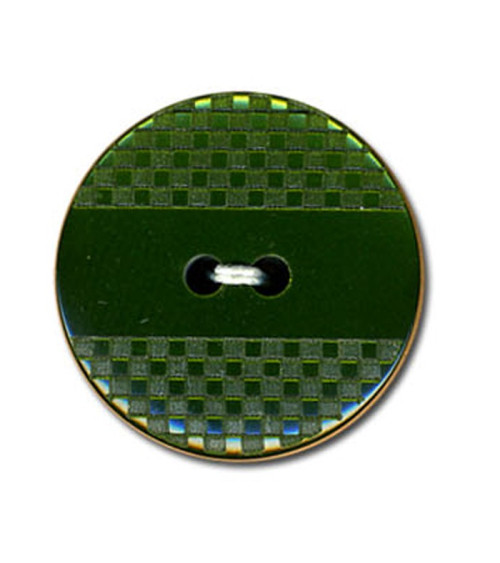 Bouton polyester effet quadrillé et lisse couleur Vert