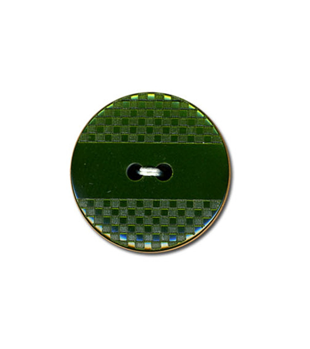 Bouton polyester effet quadrillé et lisse couleur Vert