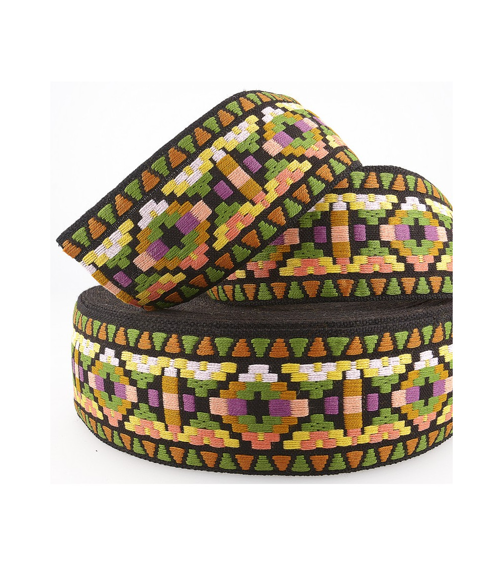 20m film geometric jacquard braid 25mm multi-colored