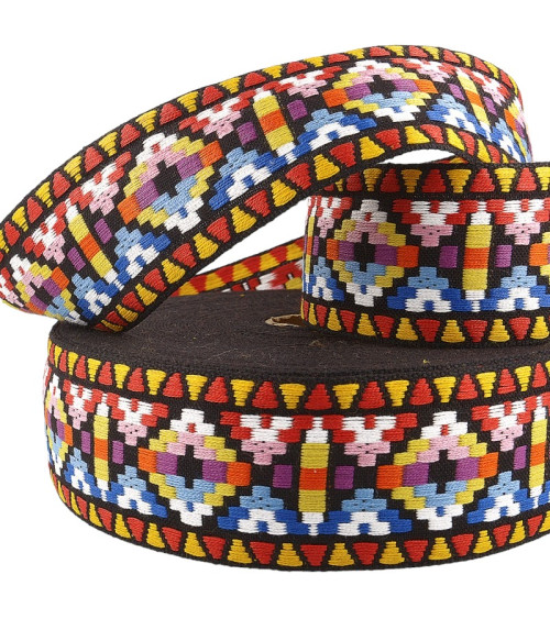 20m film geometric jacquard braid 25mm multi-colored