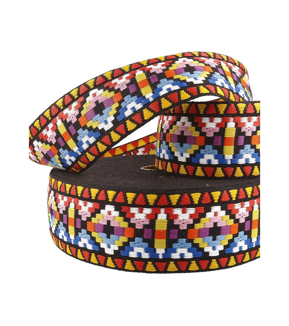 Film 20m geometric jacquard braid 25mm multicolor