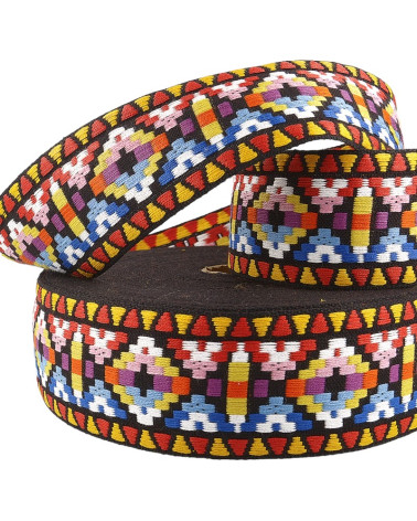 Treccia jacquard geometrica in pellicola da 20 m da 25 mm multicolore