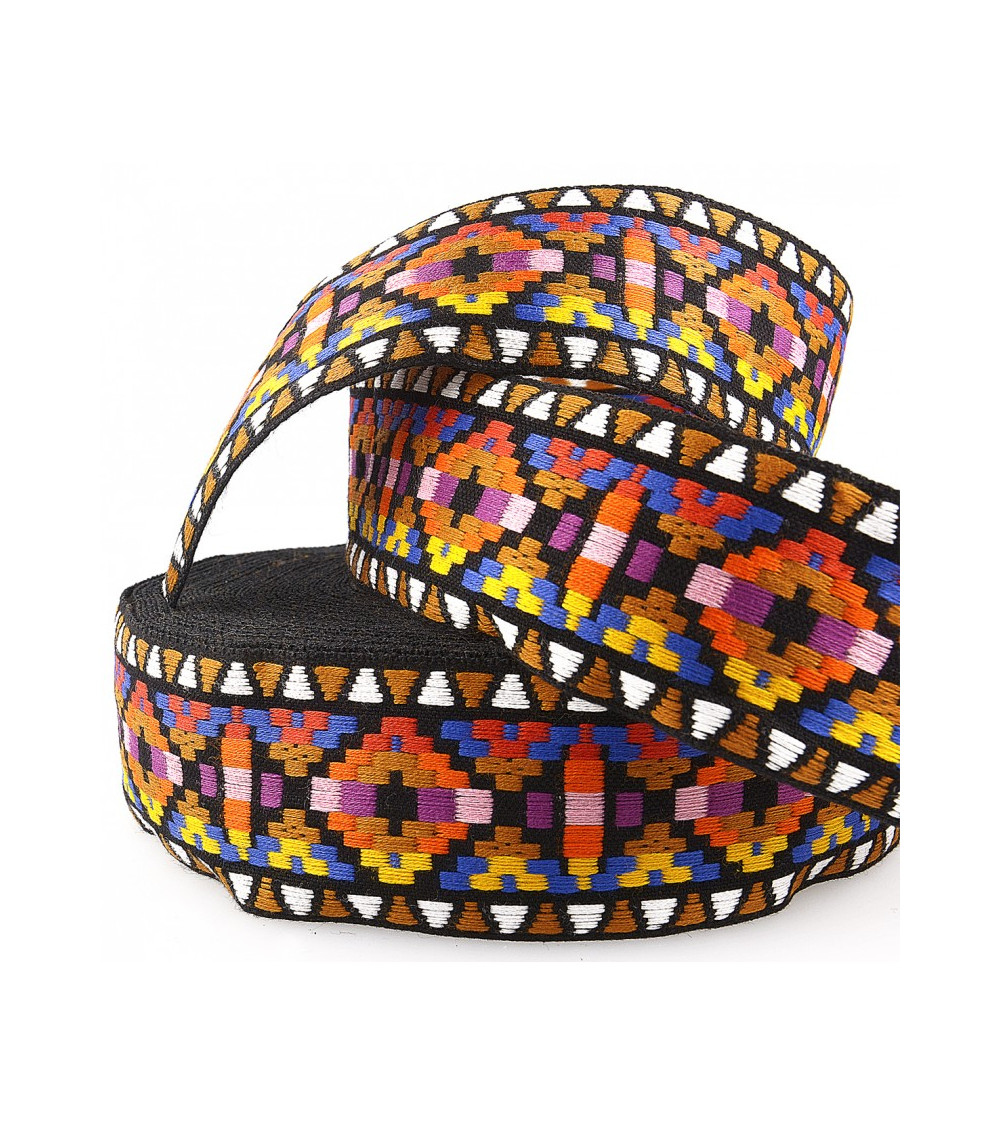 20m film geometric jacquard braid 25mm multi-colored