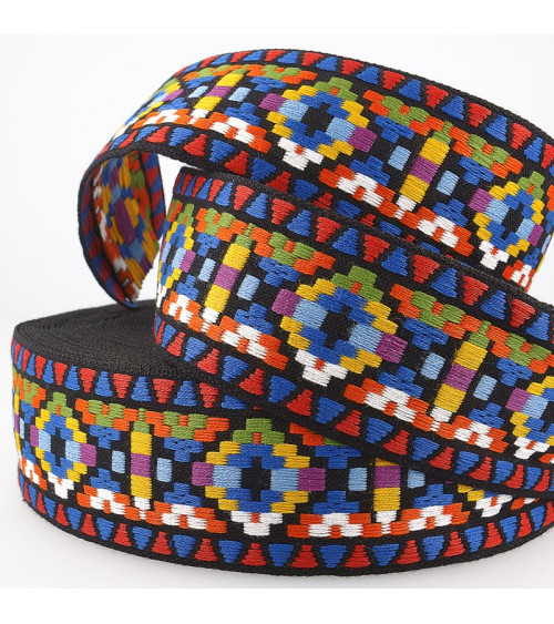 20m film geometric jacquard braid 25mm multi-colored