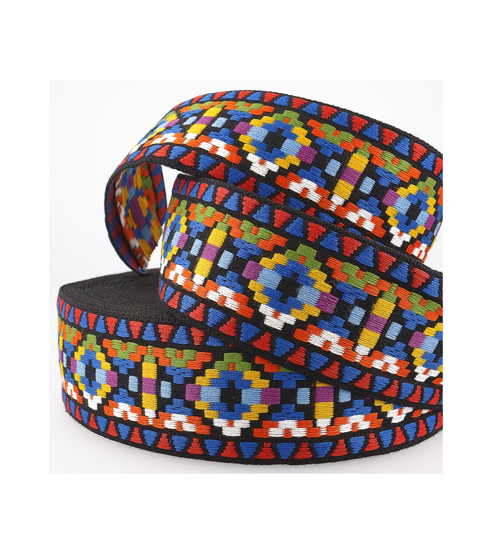 Treccia jacquard geometrica in pellicola da 20 m da 25 mm multicolore