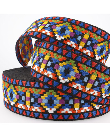 Treccia jacquard geometrica in pellicola da 20 m da 25 mm multicolore