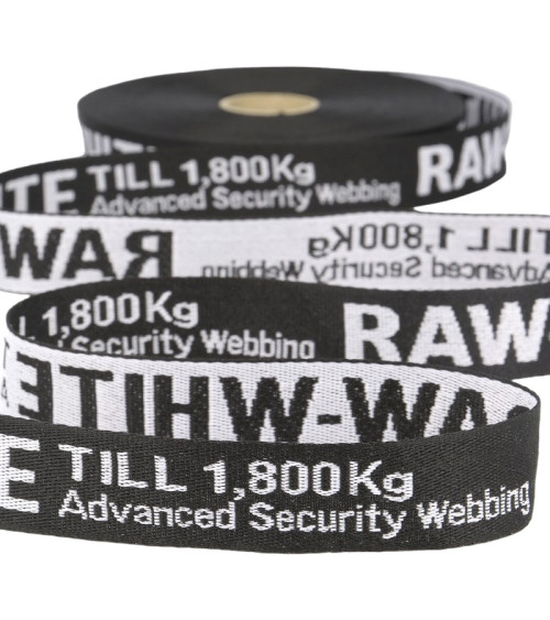 Film 25m jacquard twill RAW WHITE 25mm Black/white