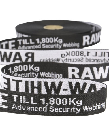 Film 25m sergé jacquard RAW WHITE 25mm Noir/blanc