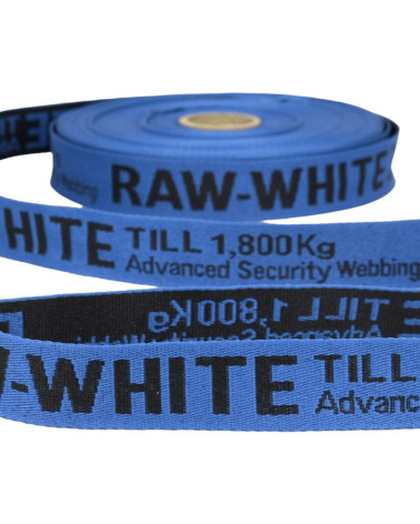 Film 25m jacquard twill RAW WHITE 25mm Blue/black