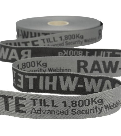 Film 25m jacquard twill RAW WHITE 25mm Grey/black