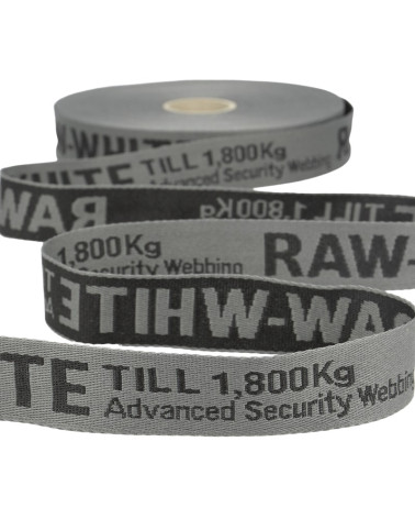 Film 25m twill jacquard RAW WHITE 25mm Grey/black