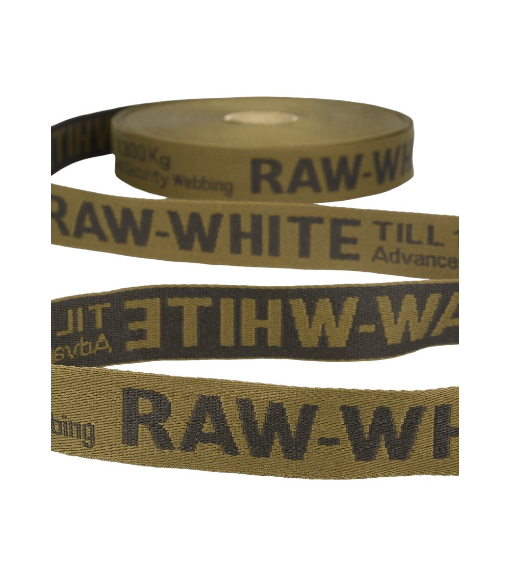 Film 25m twill jacquard RAW WHITE 25mm Khaki/black