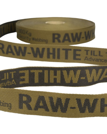 Film 25m sergé jacquard RAW WHITE 25mm Kaki/noir