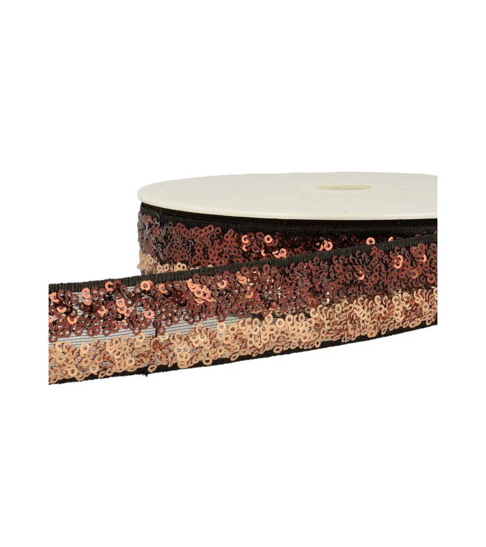 13-m-Spule. Zweifarbiges Paillettengeflecht, 32 mm, Rot/Schwarz