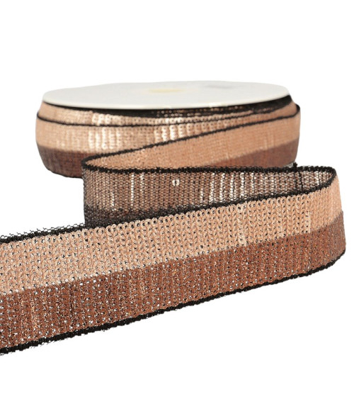 13m reel Two-tone sequin braid 32mm Champagne Brown