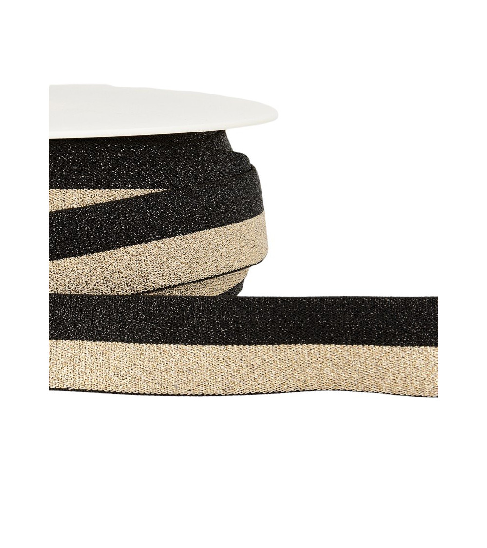 Bobina da 22m Elastico metallico bicolore 10mm Nero/oro