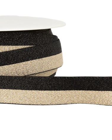 Bobina da 22m Elastico metallico bicolore 10mm Nero/oro
