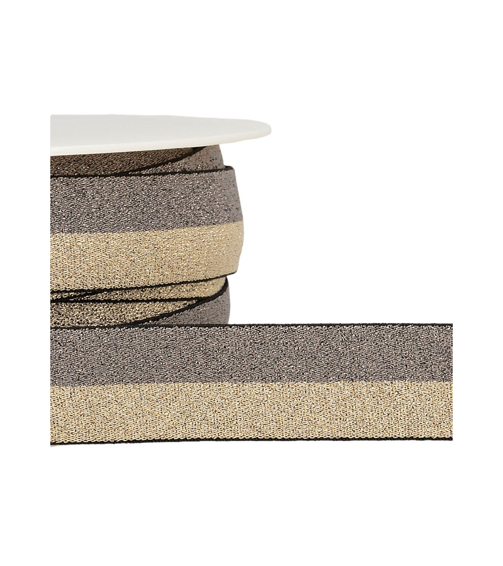 Bobina da 22m Elastico metallico bicolore 10mm Grigio/oro