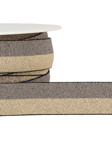 Bobina da 22m Elastico metallico bicolore 10mm Grigio/oro