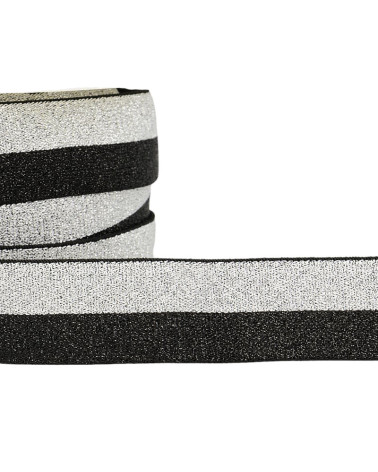 Carrete 22m Elástico metálico bicolor 10mm Negro/plata