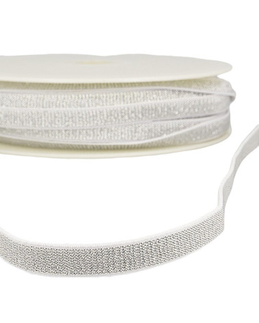 Bobina 30m Elástico metálico canto 10mm Blanco/plata