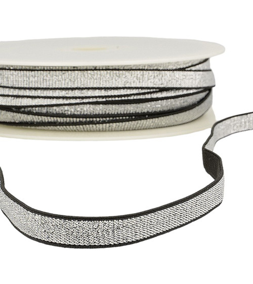 30m reel Metal elastic 10mm edge Black/silver