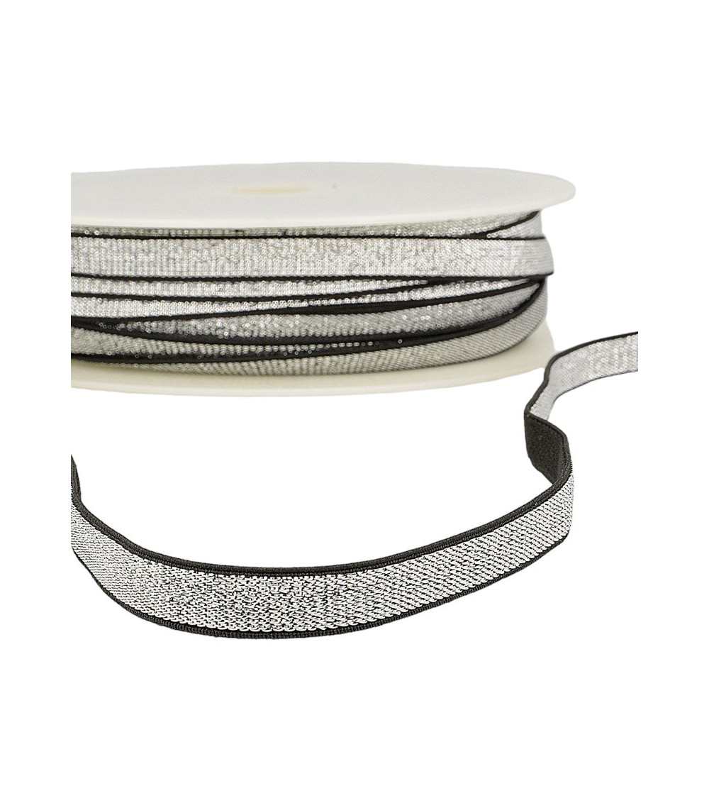 30m reel Metal elastic 10mm edge Black/silver
