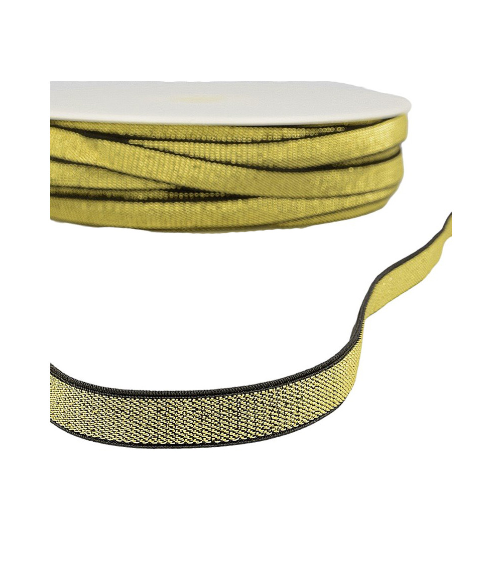 Bobina da 30m Elastico in metallo Bordo 10mm Nero/oro