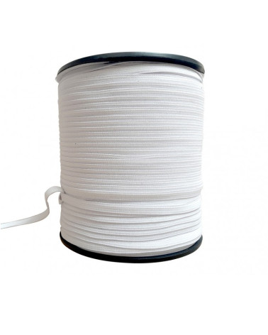 Treccia elastica 5 mm bianca 150 metri Made in France