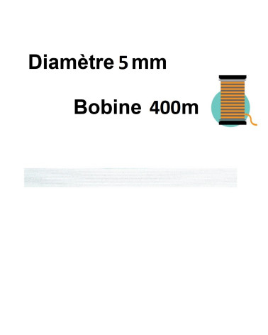 Elastisches Geflecht 5 mm weiß 400 Meter Hergestellt in Frankreich