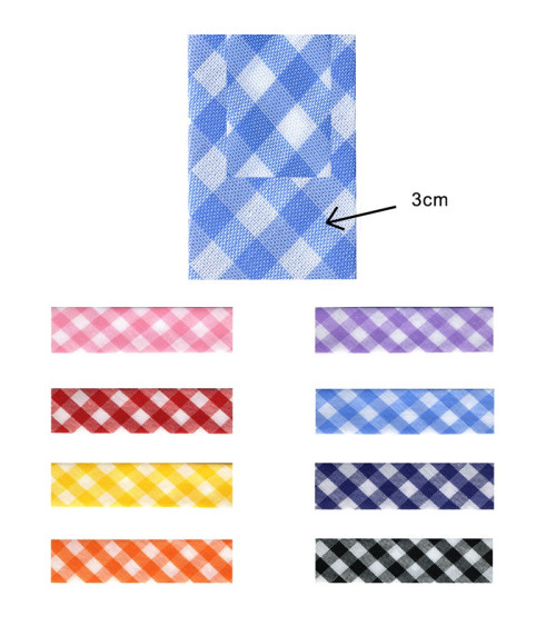 Polyester and cotton woven Vichy bias 30mm per meter