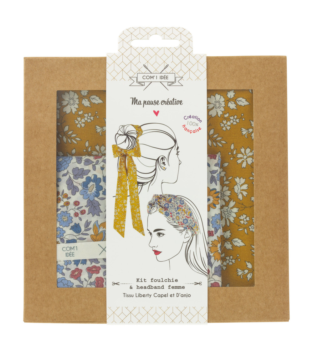 Kit foulchie et headband en Liberty pour femme 