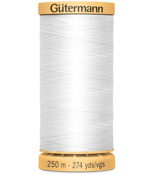 Gütermann Nähgarn aus 100 % Baumwolle, 250 m, weiß