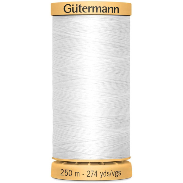 Fil à coudre 100% coton Gütermann 250m blanc