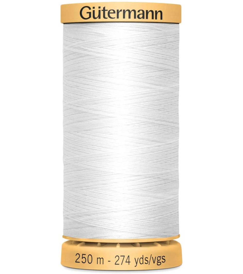 Gütermann 100% cotton sewing thread 250m white