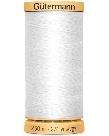 Gütermann 100% cotton sewing thread 250m white