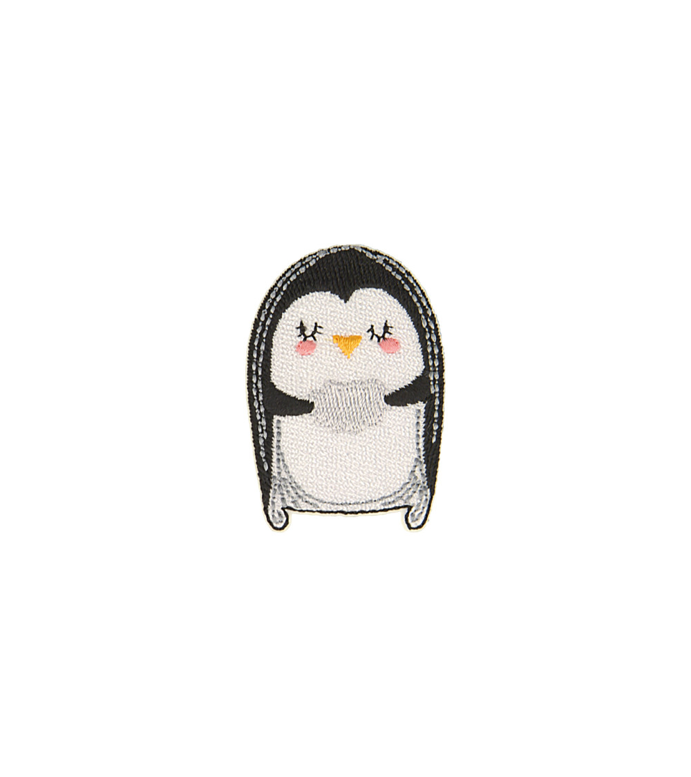 Iron-on animal badge penguin cushion 3.5cm x 5cm