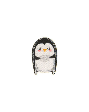 Iron-on animal badge penguin cushion 3.5cm x 5cm