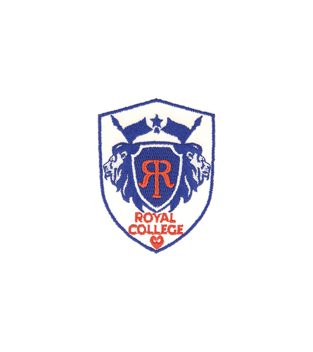Royal college iron-on patch blue/white 4.6cm x 6cm