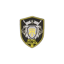 Ecusson thermocollant royal college noir/jaune 4,6cm x 6cm