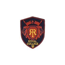 Ecusson thermocollant royal college navy/red 4,6cm x 6cm