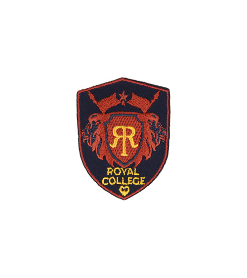 Royal college navy/red iron-on patch 4.6cm x 6cm