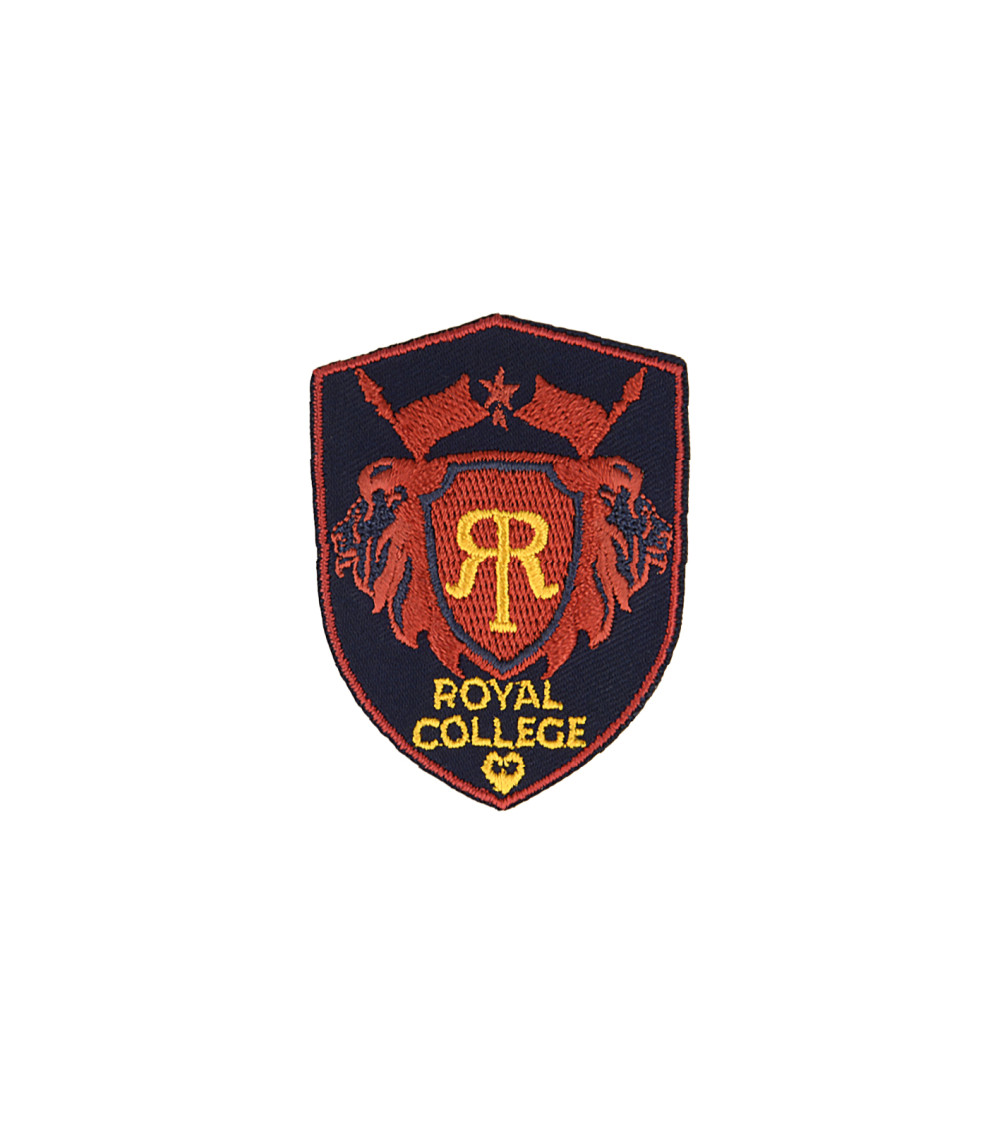 Royal college navy/red iron-on patch 4.6cm x 6cm