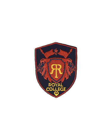 Royal college navy/red iron-on patch 4.6cm x 6cm