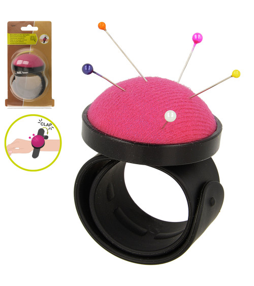 Black/fuchsia pin holder bracelet