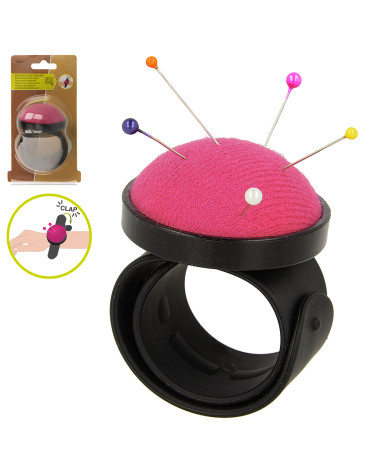 Bracelet porte epingles noir/fuchsia